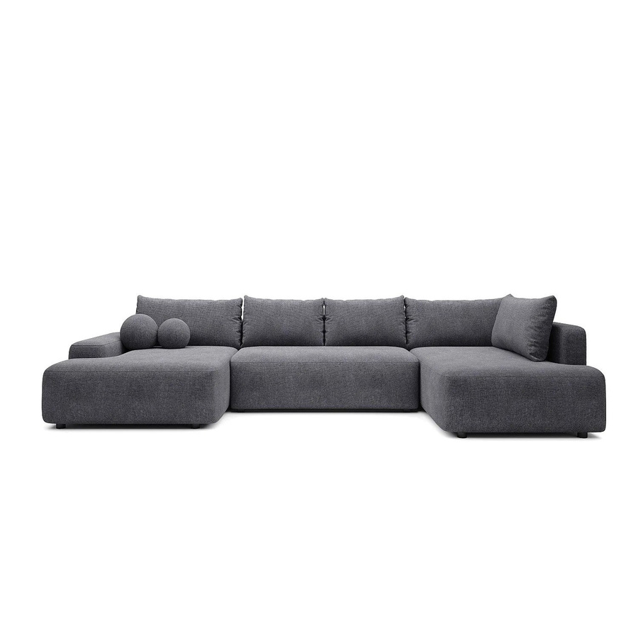 Vente-unique Schlafsofa Daviso in Grau mit L-Form und Polsterung, Breite: 360 cm - Bild 2