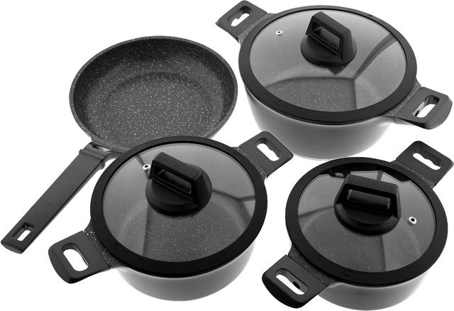 Mulex Kochgeschirr Set 7-teilig aus Aluminium und Keramik in Grau, induktionsgeeignet - Bild 1