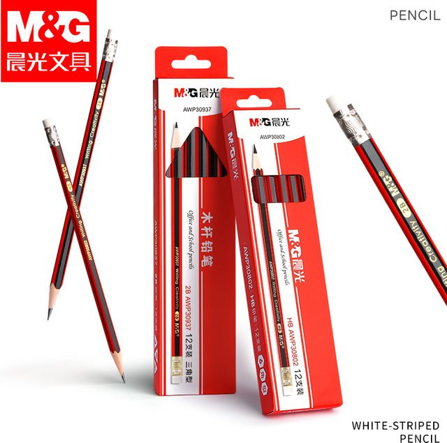 M&G Bleistifte aus Holz mit Radiergummi, HB und 2B für Büro und Studium - Bild 1