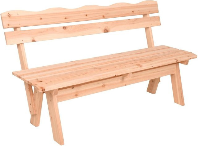 DELUKE Gartenbank PATRIC aus Tanne in Natur Braun, wetterfeste Sitzbank für Garten und Terrasse, Breite: 150 cm - Bild 1