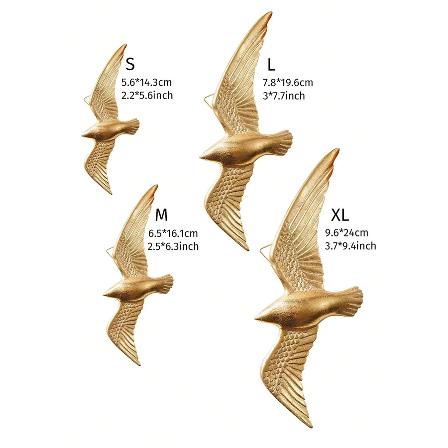 4er-Set dekorativer Wandbehang in goldener Vogelform für Wohnzimmer und Party-Dekoration - Bild 2