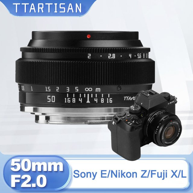 TTArtisan 50mm F2 Vollformat Manuelles Festbrennweiten-Porträtobjektiv in Schwarz für Sony E Nikon Z Fuji X Leica Sigma L-Mount - Bild 1