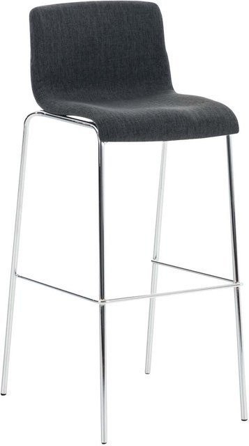 TPFLiving Barhocker Hope mit 4-Fuß-Gestell aus Metall in Chromoptik und Stoffbezug in Dunkelgrau, Höhe: 110 cm, Breite: 43 cm, Tiefe: 48 cm - Bild 1