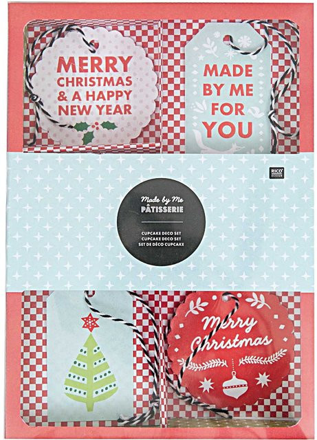 Rico Design Geschenkanhänger X-MAS in Rot und Mint, 48 Stück - Bild 1