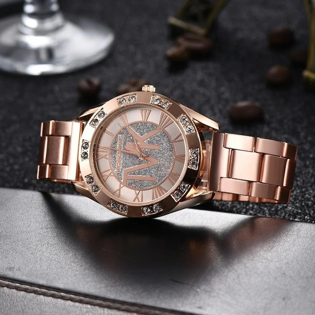 Dai Lanfu Armbanduhr, Edelstahl, Gold, Kristall, Diamant, Damen - Bild 1