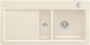 Villeroy & Boch Spüle Subway 60 Flat flächenbündig aus Keramik in Ivory/Beige inklusive Ablaufgarnitur und Exzenter - Bild 1