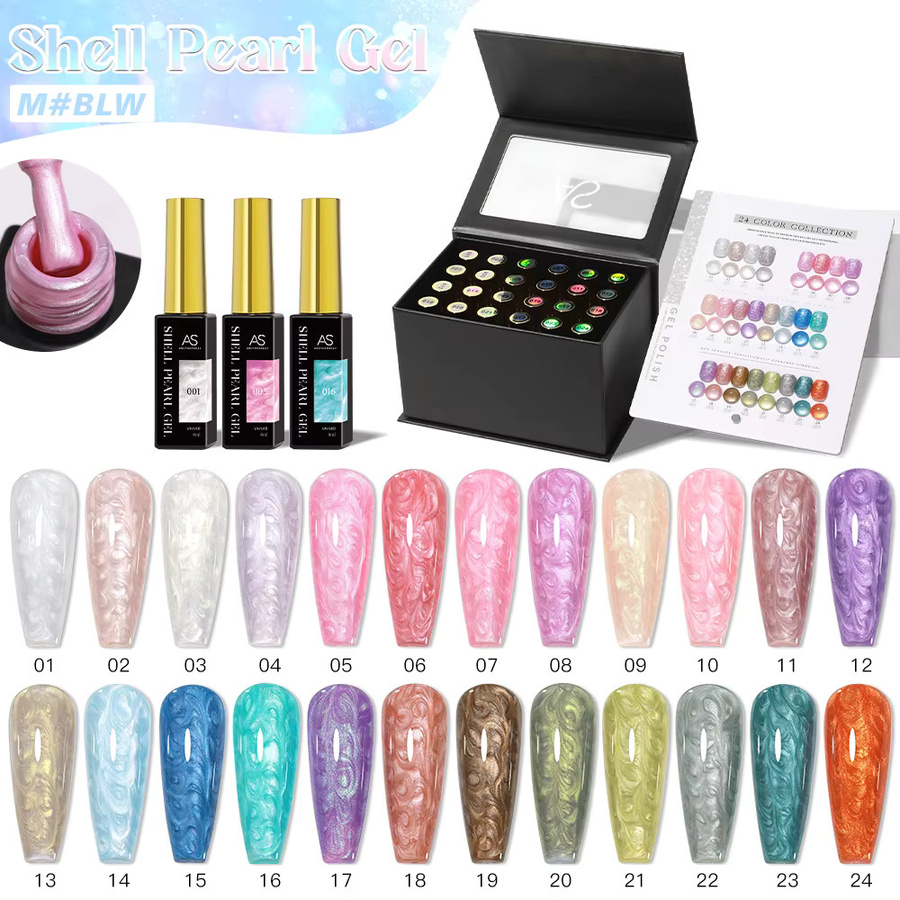 AS Thread Shell Gel-Nagellack, 8 ml, weiße Perlen-Shell-Textur, schimmernd - Bild 1