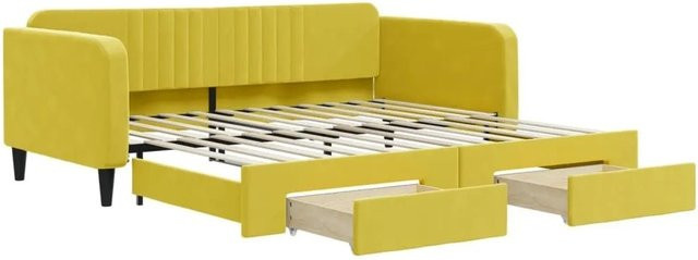 vidaXL Tagesbett ausziehbar mit Schubladen in Gelb, Samt, B/T/H: 223 x 100 x 75 cm - Bild 1