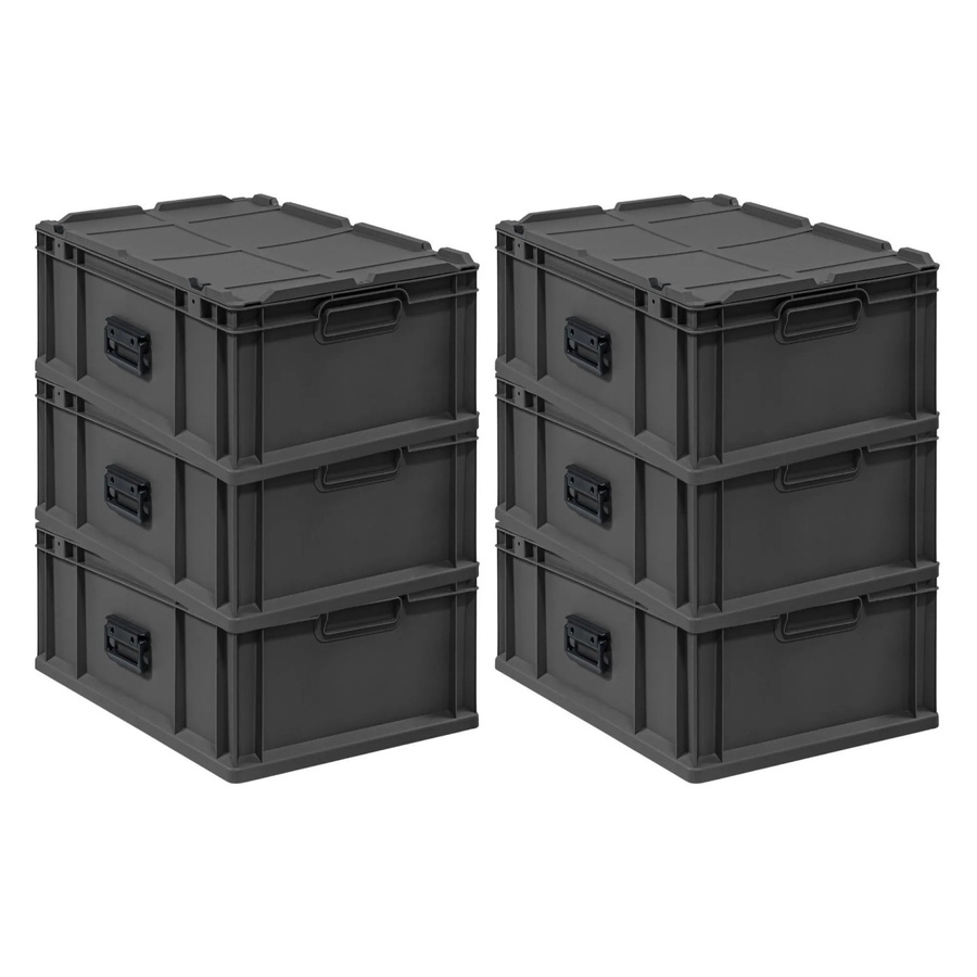 PROREGAL Supersparset 6x Eurobox Nextgen Portable Transportbehälter Schwarz, H x B x T: 23,5 x 40 x 60 cm, 44 Liter - Bild 2