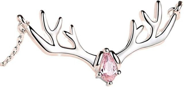 Lucky Star Jewelry Halskette 925 Silber, Hirsch, Zirkonia, Kristall, Damen - Bild 1
