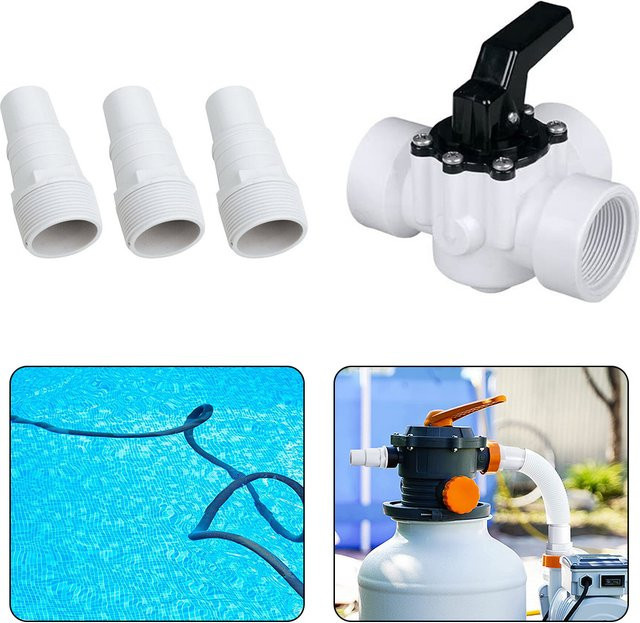 LEENKEA Dreiwege-Ventil T-Stück für Pool und Schwimmbad mit Anschlussadapter für 32mm und 38mm Schläuche - Bild 1