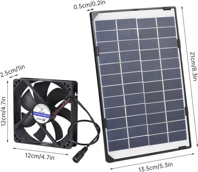 Solarbetriebener Mini Abluftventilator mfySpace 6W 12V Schwarz - Bild 1