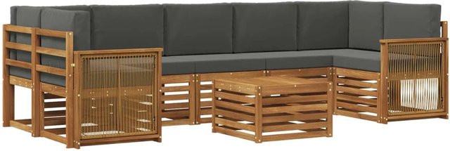 vidaXL Outdoor-Sofagarnitur L-Form aus Akazie Massivholz mit 8 Kissen in Natur und Anthrazit - Bild 1