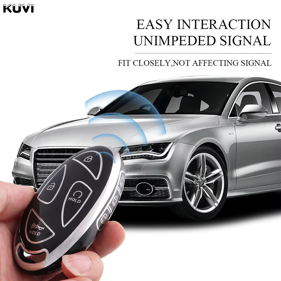 Kuvi Autoschlüssel Schutzhülle aus TPU für Hyundai IONIQ 6, Grand Prix GN7 und Kona in Schwarz - Bild 3