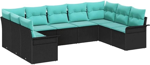 vidaXL Gartensofa-Set aus Poly-Rattan in Schwarz mit L-Form, Polsterung und integriertem Kissen-Speicher für Garten und Terrasse - Bild 1