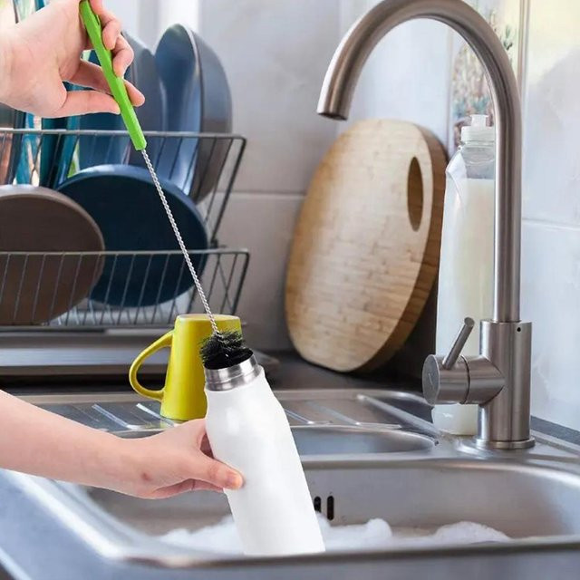 Flexible Wasserflaschenbürste in Grün mit 40 cm Länge zur Reinigung von Flaschen mit schmalem Hals, Weindekantern und Kombucha-Rohren - Bild 1