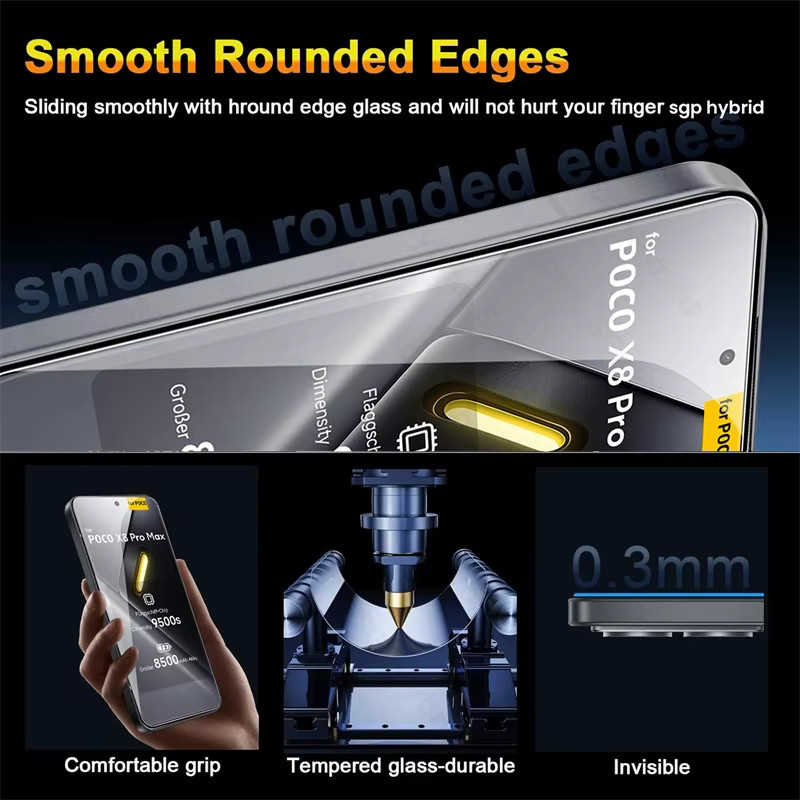4 Stück Xiaomi Poco X8 Pro Max Panzerglas Displayschutzfolie 9H HD-Film Transparent für 6,83 Zoll Display - Bild 5