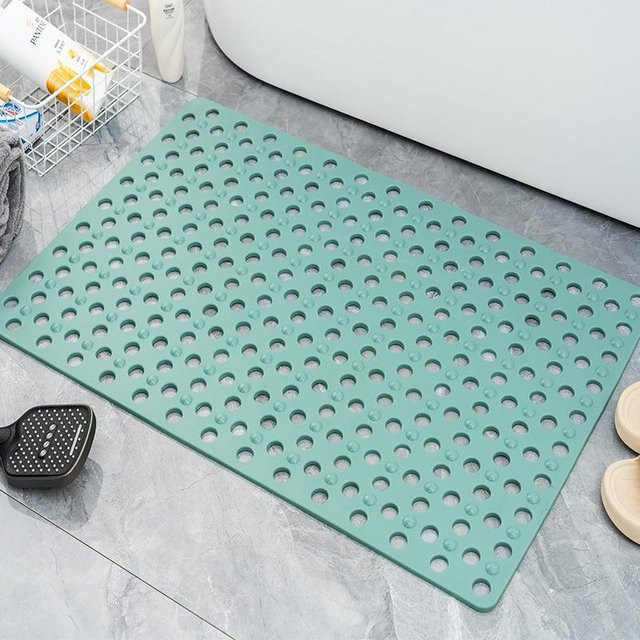 Rutschfeste Badezimmermatte mit Saugnäpfen und Massagering-Design, schnelltrocknende Duschunterlage in Hellgrün, B/T: 72 x 36 cm - Bild 1
