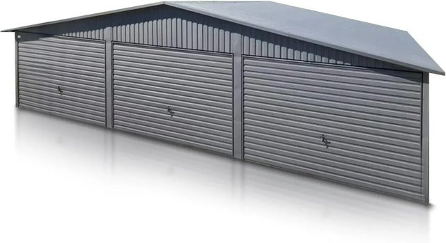 Liderstal Dreifachgarage Premium aus Trapezprofilblech mit Seitengiebel und Schwingtor in Graphit, B/T/H: 900 x 500 x 290 cm - Bild 1