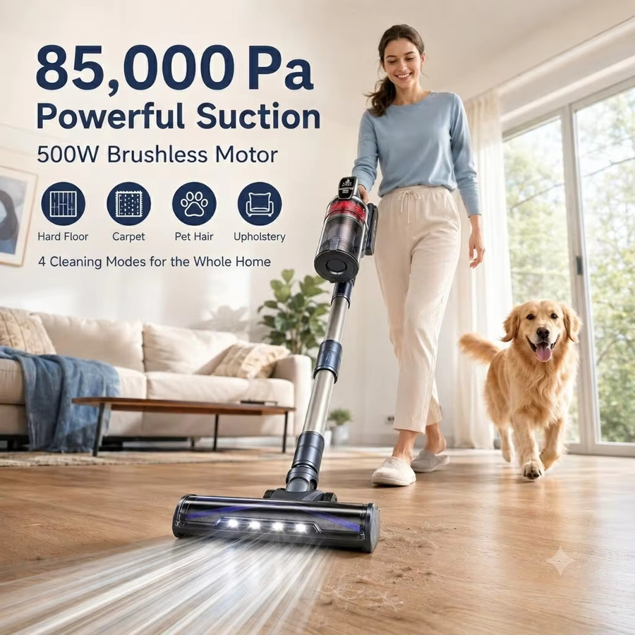 Grenintol Kabelloser Staubsauger in Grau mit 500W Leistung und 85KPa Saugkraft - Bild 2