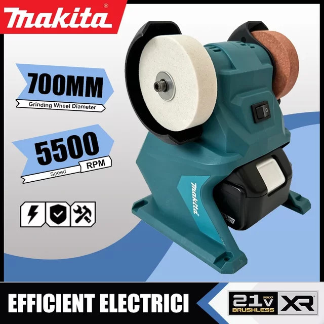 Makita Akku-Tischschleifer mit Doppelrad als elektrischer Schärfer und multifunktionale Schleif- und Poliermaschine - Bild 1