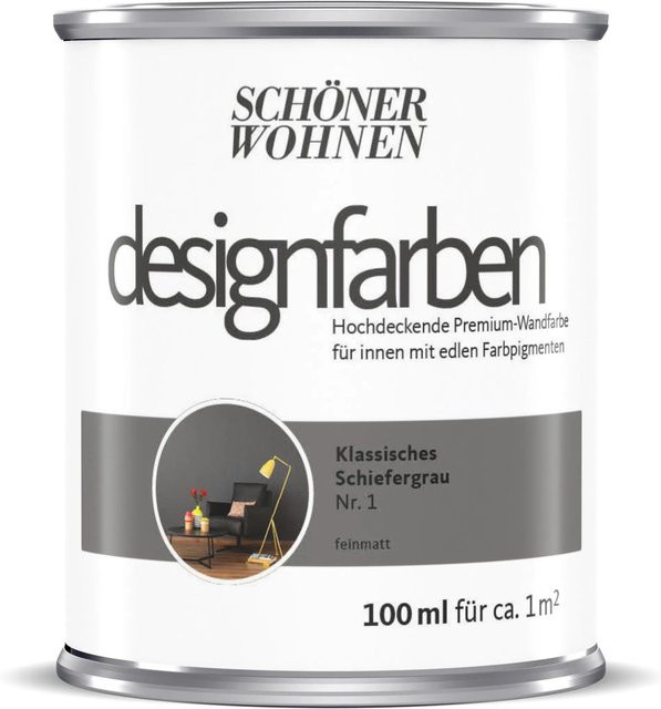 Schöner Wohnen Designfarbe Klassisches Schiefergrau, 100 ml, konservierungsmittelfrei - Bild 1