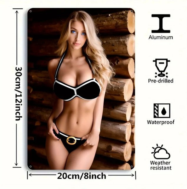 Vibelle Vintage Metallschild Natur Wandkunst aus Aluminium in Mehrfarben, Breite: 20,32 cm, Höhe: 30,48 cm - Bild 1