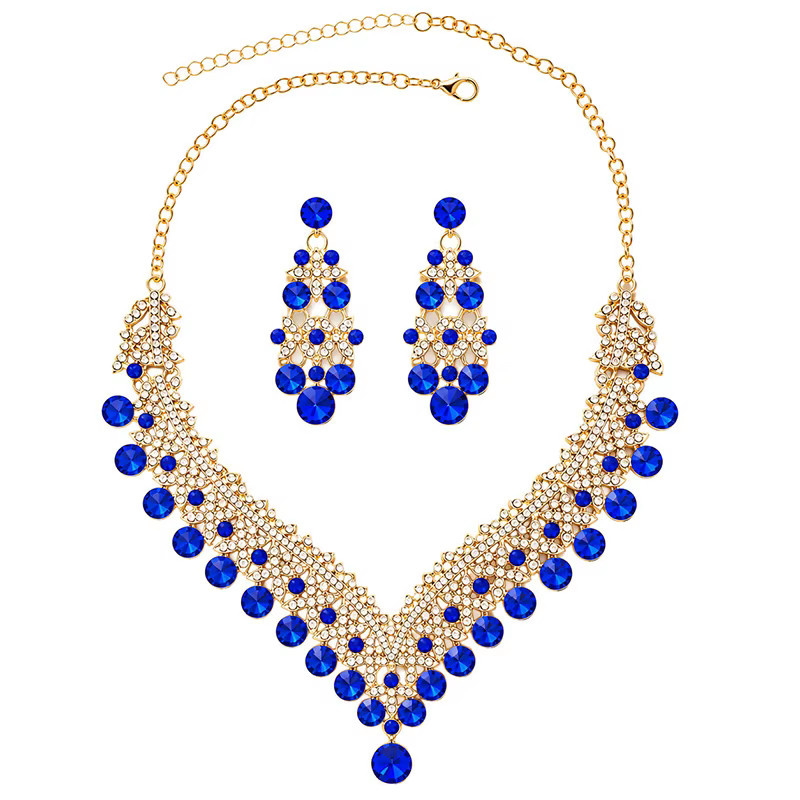 Cenmon Schmuck-Set Halskette, Ohrringe, vergoldet, Kristall - Bild 2