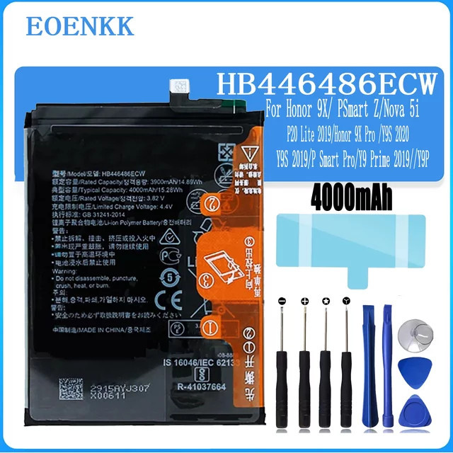 HB 446486 ECW Ersatzakku in Schwarz für Huawei P20 lite 2019, P Smart, Z, Y9S, Nova 5i und Honor 9X Pro - Bild 1