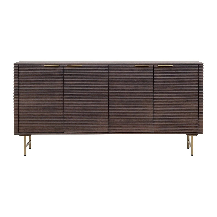 Vente-unique Sideboard Sordana im Art déco Stil aus Mangoholz und Metall, Farbe Dunkelbraun und Gold, Breite: 160 cm - Bild 2