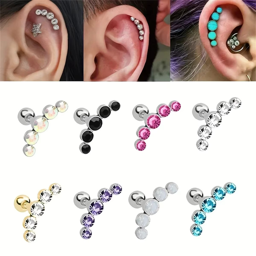 mling Ohrring Piercing, Edelstahl, Zirkonia, Silber, Unisex - Bild 4