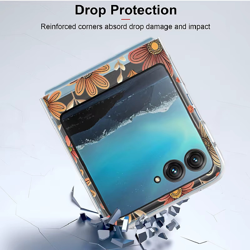 Stoßfeste transparente Handyhülle mit rosa Blumendruck für Motorola Razr 50, Razr 40 Ultra und Razr 40 - Bild 4