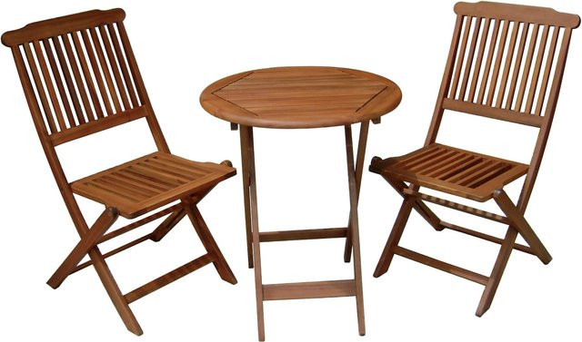3-teilige GARDEN PLEASURE Balkontischgruppe Prag aus Holz in Braun - Bild 1