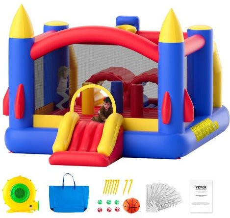 VEVOR Inflatable Bounce House Hüpfburg mit Trampolin, Rutsche und Blower, ab 3 Jahren - Bild 1