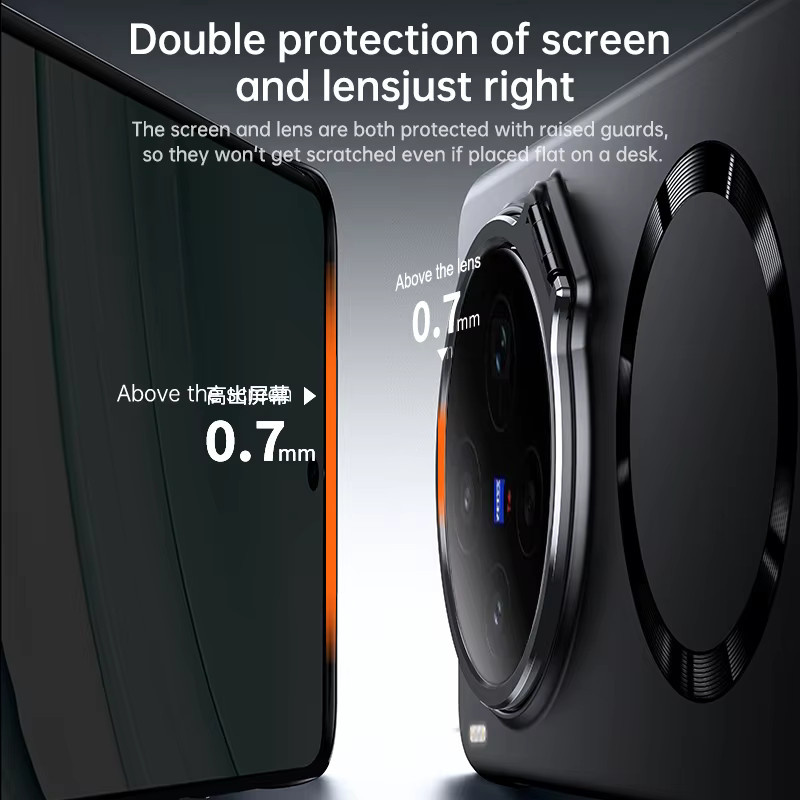 szHAIyu MagSafe Metall-Kameraständer Handyhülle für VIVO X300 X300Pro, Magnetische Kabellose Ladehülle mit Mattierter Abdeckung, Schwarz - Bild 4