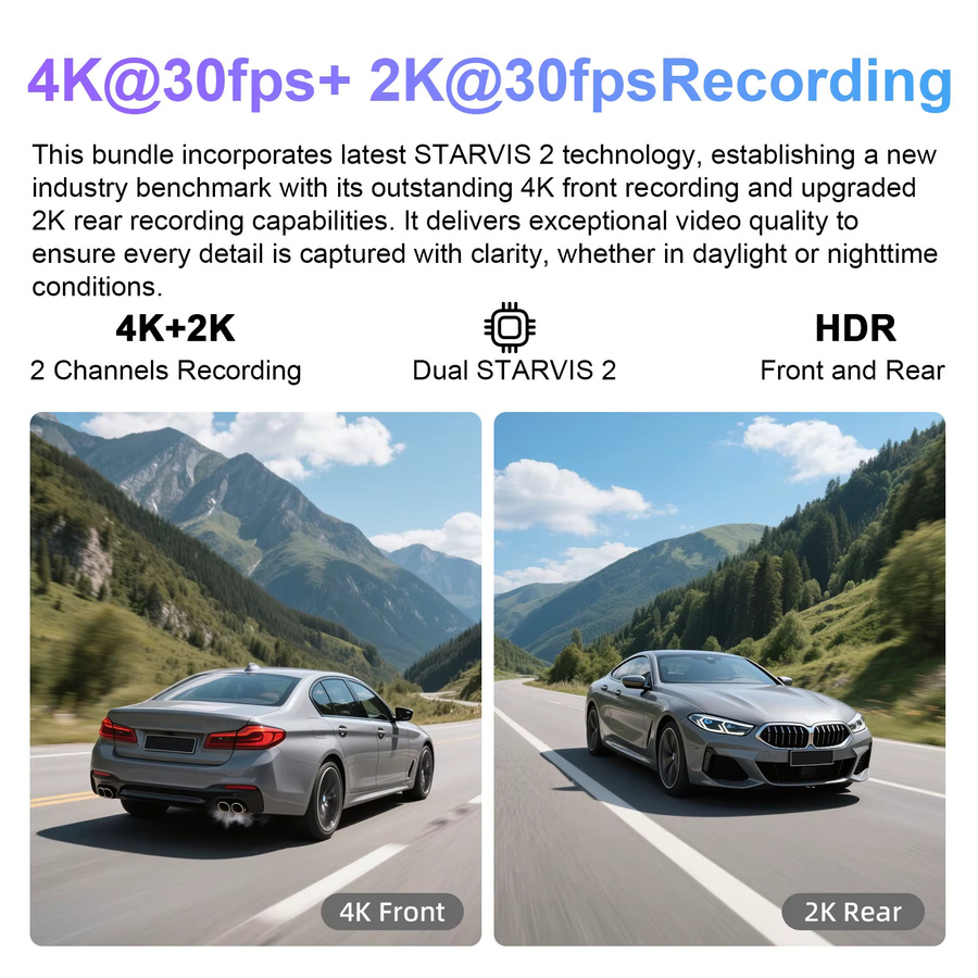 Mangoal STARVIS 2 Dashcam für Toyota BZ4X & BZ Dash 2023-2026 mit 4K UHD, GPS, 5GHz WiFi und App-Steuerung, Schwarz - Bild 5