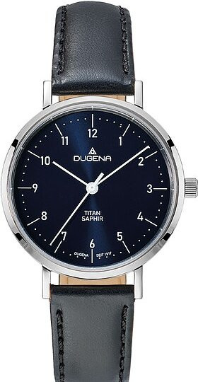 Dugena Armbanduhr Titan, Quarz, Blau, Leder, Damen - Bild 1