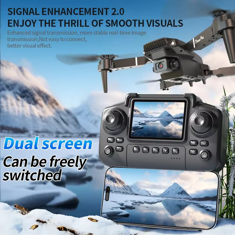 Professionelle E88 RC Drohne mit 8K HD Weitwinkel Kamera, WiFi FPV, faltbarer Quadrocopter mit Höhenhaltung in Schwarz - Bild 3