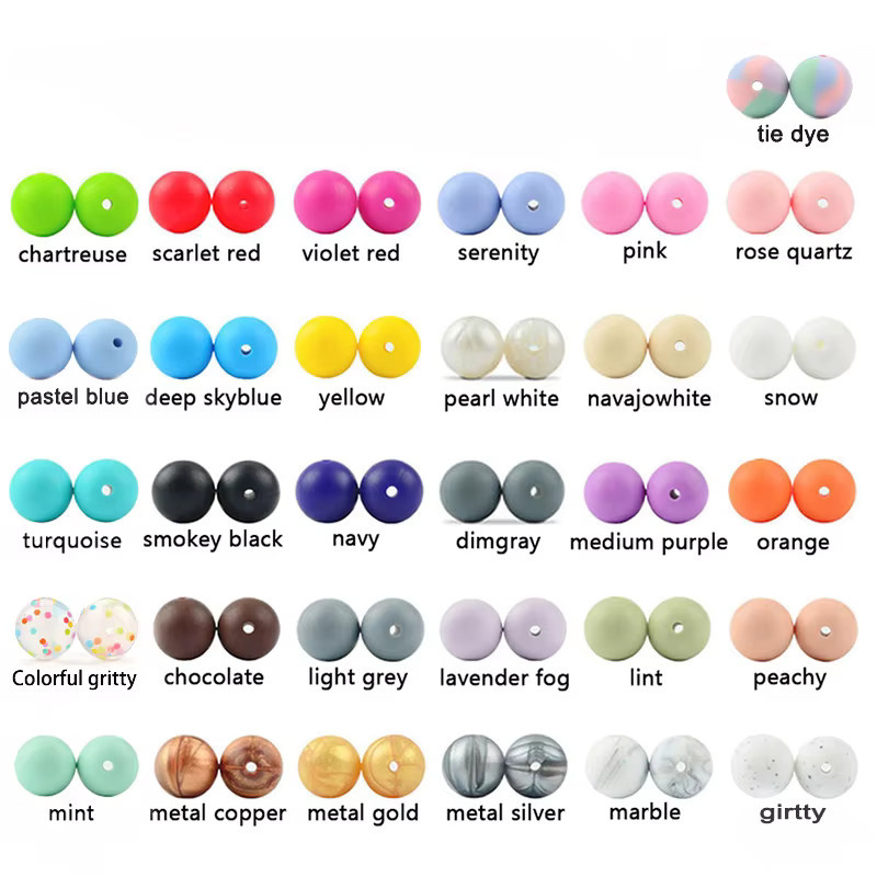 LOFCA Perlen Silikon, rund, 9/12/15 mm, Unisex - Bild 2
