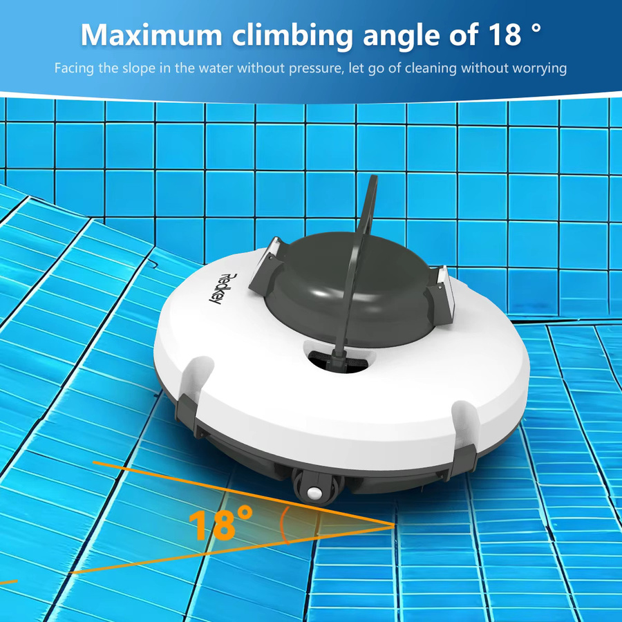 Redkey S100 Kabelloser Roboter-Poolreiniger in Weiß mit Doppelmotoren und Selbstparkfunktion für Flachboden-Pools - Bild 4