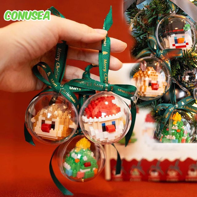 CONUSEA Mikrobausteine, weihnachtliche dekorative Kugelanhänger, Bauset - Bild 1