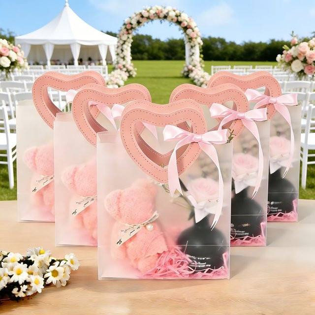 10 Stück transparente PVC-Tragetaschen in matt für Hochzeiten, Geburtstage und Feiern - Bild 1
