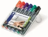 STAEDTLER Lumocolor 350 Permanentmarker mit Keilspitze, 6er Pack, Mehrfarbig - Bild 1