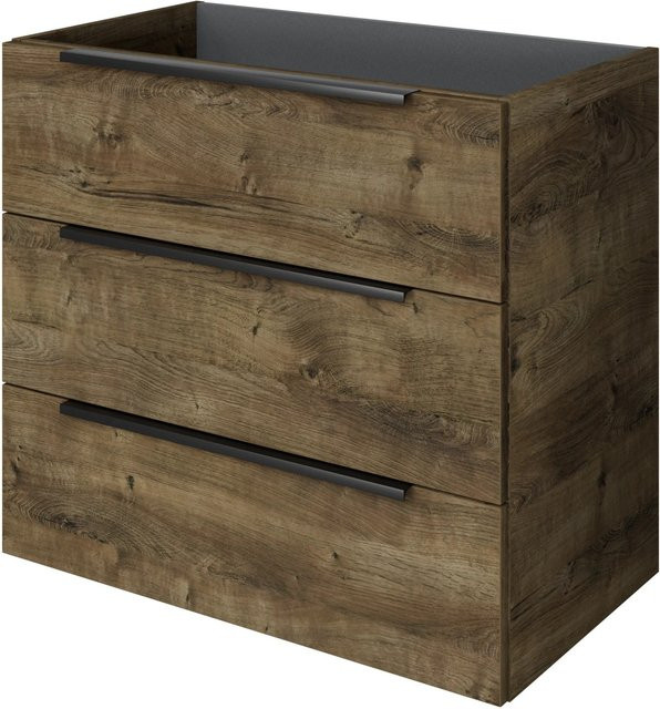 Pelipal Waschbeckenunterschrank Quantum 07 Eiche Ribbeck Quer mit 3 Auszügen, Farbe: Eiche/Braun, B: 80 cm, H: 42,9 cm, T: 72 cm - Bild 1