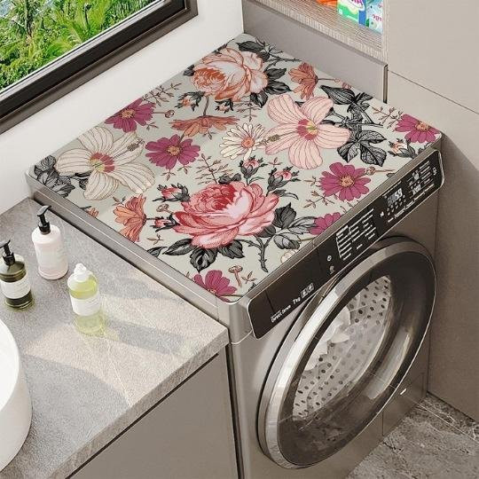 Wasserabsorbierende Waschmaschinen-Abdeckmatte aus Kieselgur von Warm Magpie Home, rutschfest und schmutzabweisend, Mehrfarbig, B/T: 40 x 30 cm - Bild 1