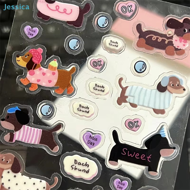 3D-Aufkleber-Set mit Dackel Motiven in Multicolor für Scrapbooking und Tagebücher - Bild 4