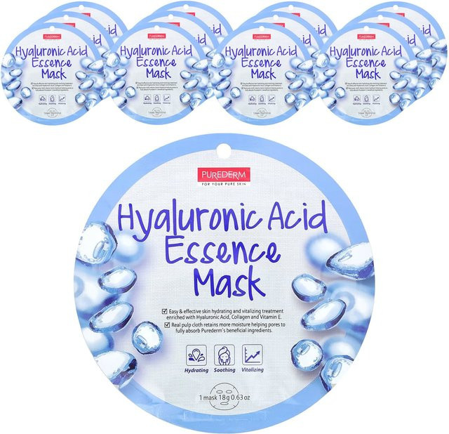 Purederm Hyaluronsäure Kollagen Gesichtsmaske, 12 Stück, 18 g - Bild 1
