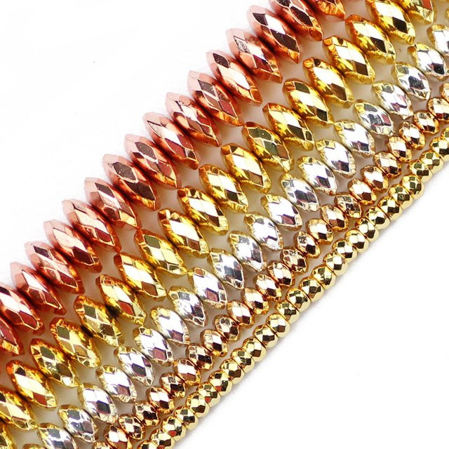 JHNBY Hämatit-Abstandshalter, Naturstein, goldfarben, versilbert, Unisex - Bild 1