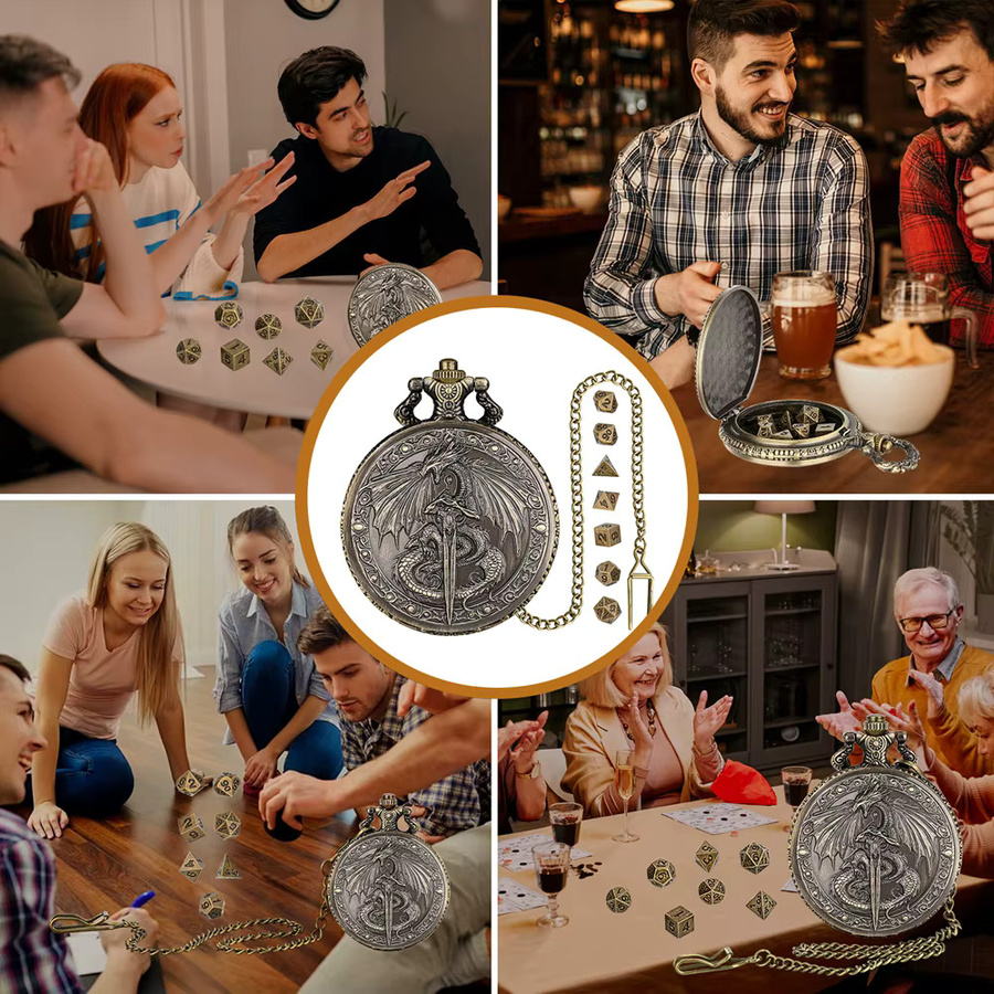 SANMERSEN DND-Würfelset, 7-teiliges Metall-Set, Fantasy, Bronze - Bild 4