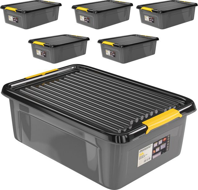 MONZANA Aufbewahrungsbox 6er-Set in Grau/Anthrazit, stapelbar, B/T/H: 58 x 39 x 16 cm - Bild 1